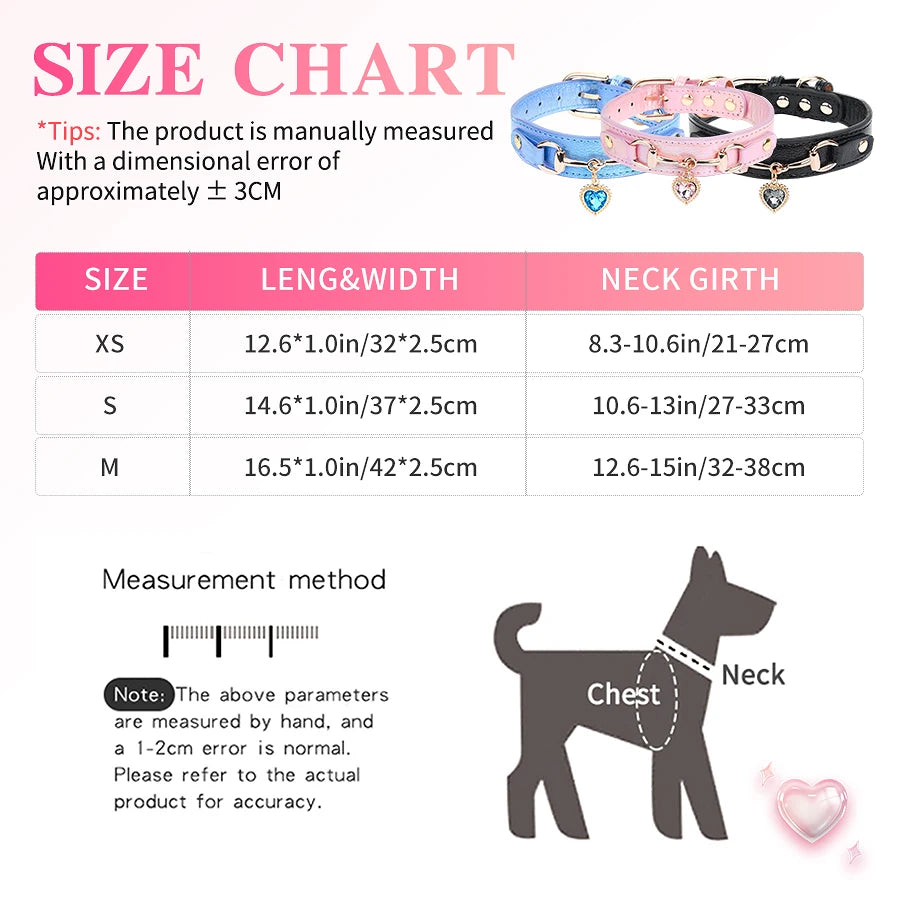 CP567--beautiful PU pet cat&dog collar decorated with sparkling love,adjustable and durable.