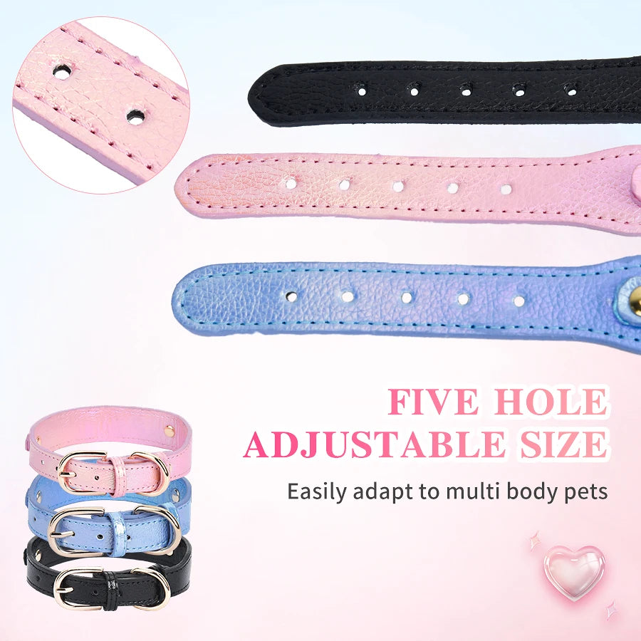 CP567--beautiful PU pet cat&dog collar decorated with sparkling love,adjustable and durable.