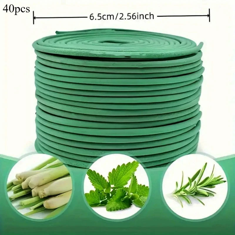 Natural Lemongrass Scent 40pcs Citronella Incense Coils with Holder - Outdoor, Poolside, Patio, Porch, Deck, Camping & Hiking Us