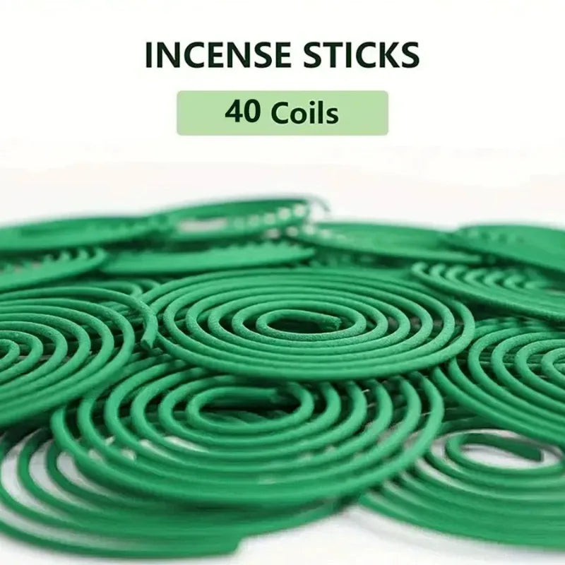 Natural Lemongrass Scent 40pcs Citronella Incense Coils with Holder - Outdoor, Poolside, Patio, Porch, Deck, Camping & Hiking Us