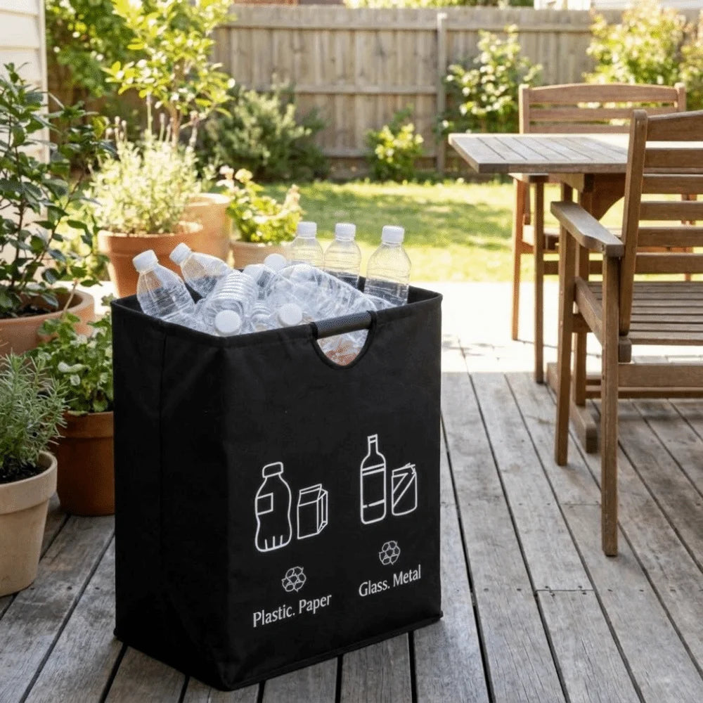 Large Capacity Empty Bottle Storage Basket With Handle Folding Design Waste Trash Sorting Organizer Portable Durable