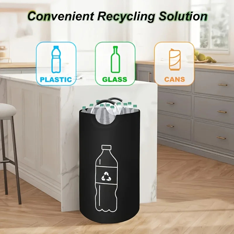 1Pcs Household Extra-Large Capacity Collapsible Recycling Bin - Cylindrical Open-Top Design, Multi-Purpose Storage Basket for Plastic Bottles, Space-Saving Collapsible Organizer, Durable and Easy to Clean, No Electricity Requ