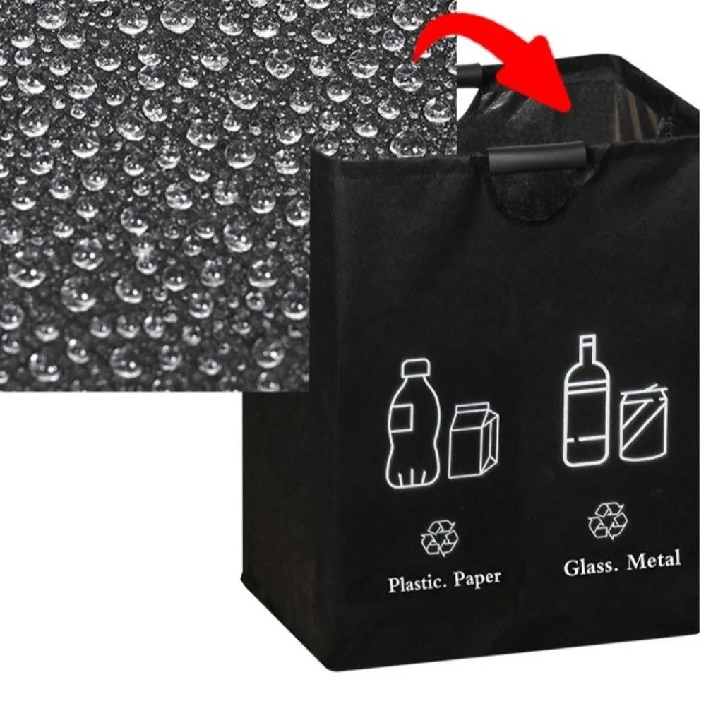 Large Capacity Empty Bottle Storage Basket With Handle Folding Design Waste Trash Sorting Organizer Portable Durable