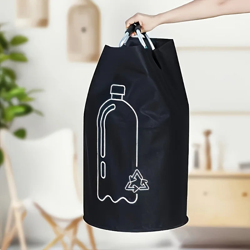 82L Black Recycling Bin for Kitchen Recycling Bag Foldable Deposit Bottles Collection Container Oxford Cloth Storage for Bottles