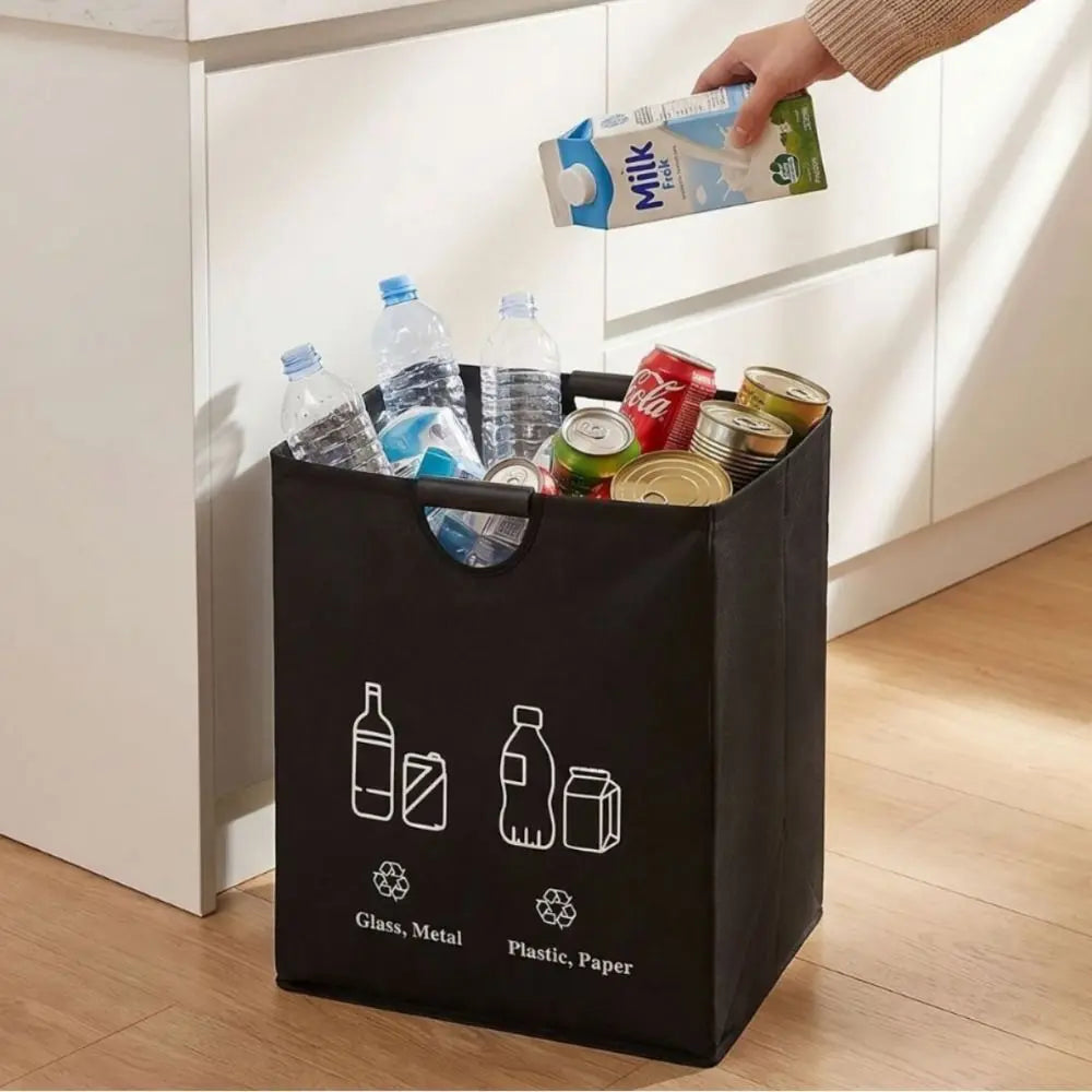 Large Capacity Empty Bottle Storage Basket With Handle Folding Design Waste Trash Sorting Organizer Portable Durable