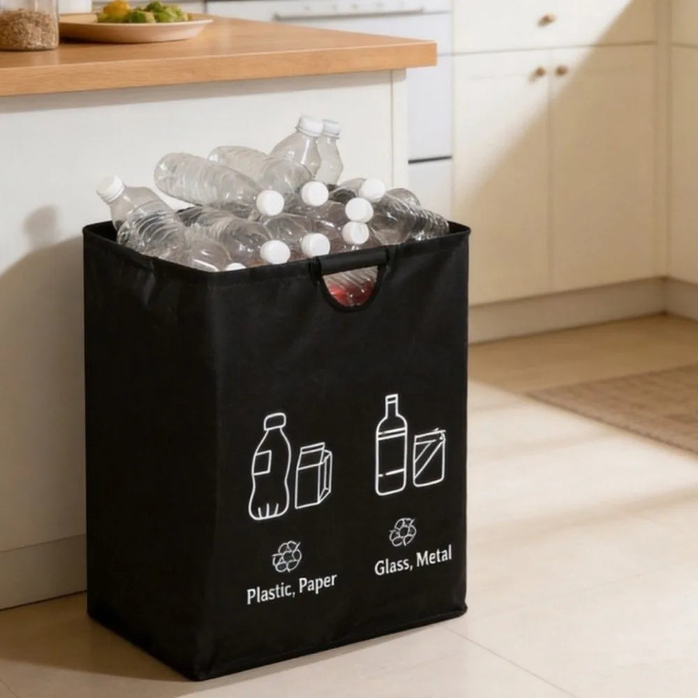 Large Capacity Empty Bottle Storage Basket With Handle Folding Design Waste Trash Sorting Organizer Portable Durable