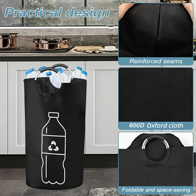 1Pcs Household Extra-Large Capacity Collapsible Recycling Bin - Cylindrical Open-Top Design, Multi-Purpose Storage Basket for Plastic Bottles, Space-Saving Collapsible Organizer, Durable and Easy to Clean, No Electricity Requ