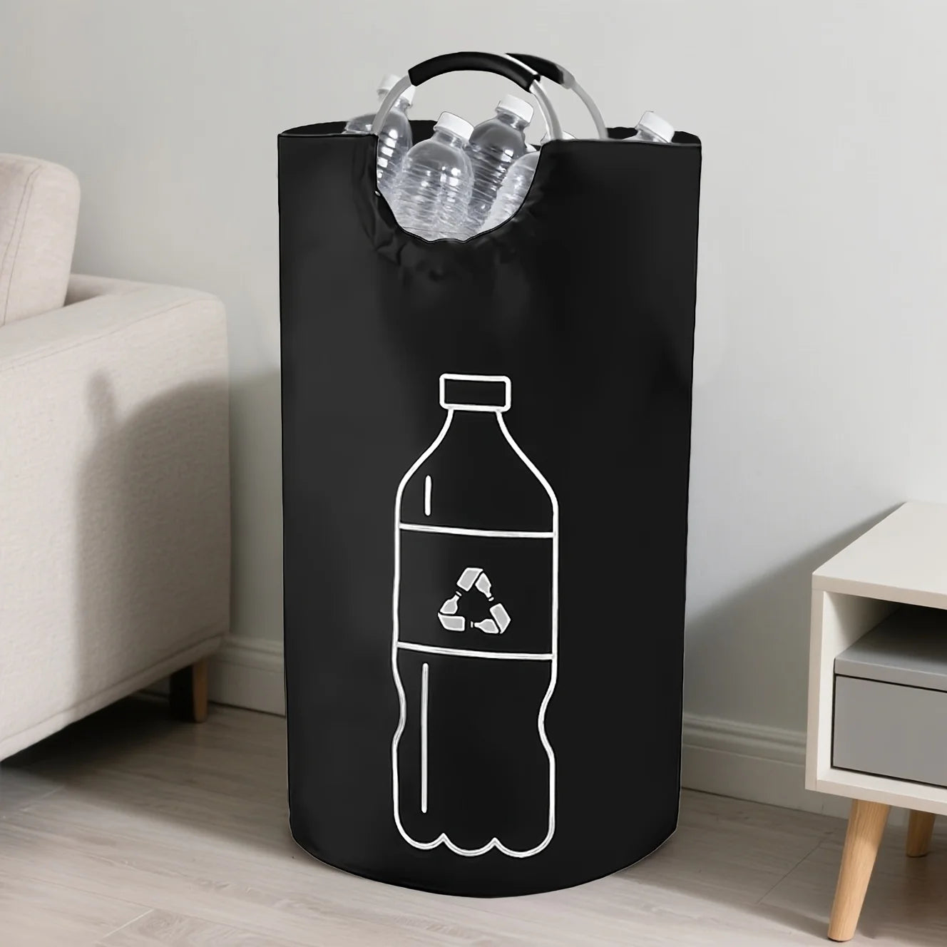 1Pcs Household Extra-Large Capacity Collapsible Recycling Bin - Cylindrical Open-Top Design, Multi-Purpose Storage Basket for Plastic Bottles, Space-Saving Collapsible Organizer, Durable and Easy to Clean, No Electricity Requ